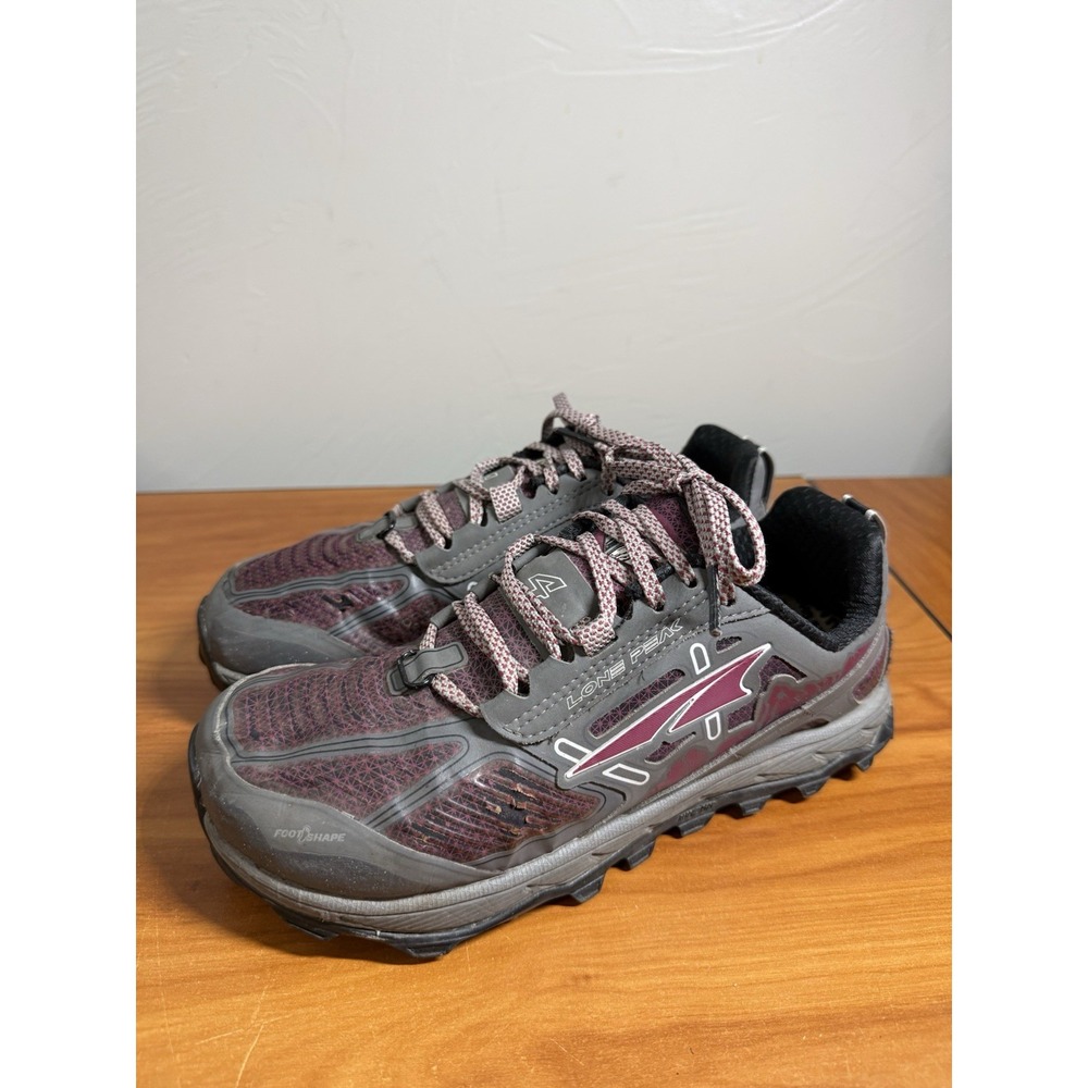 Altra Lone Peak 4 Low RSM Womens 7 Gray Burgundy Trail Running Shoes